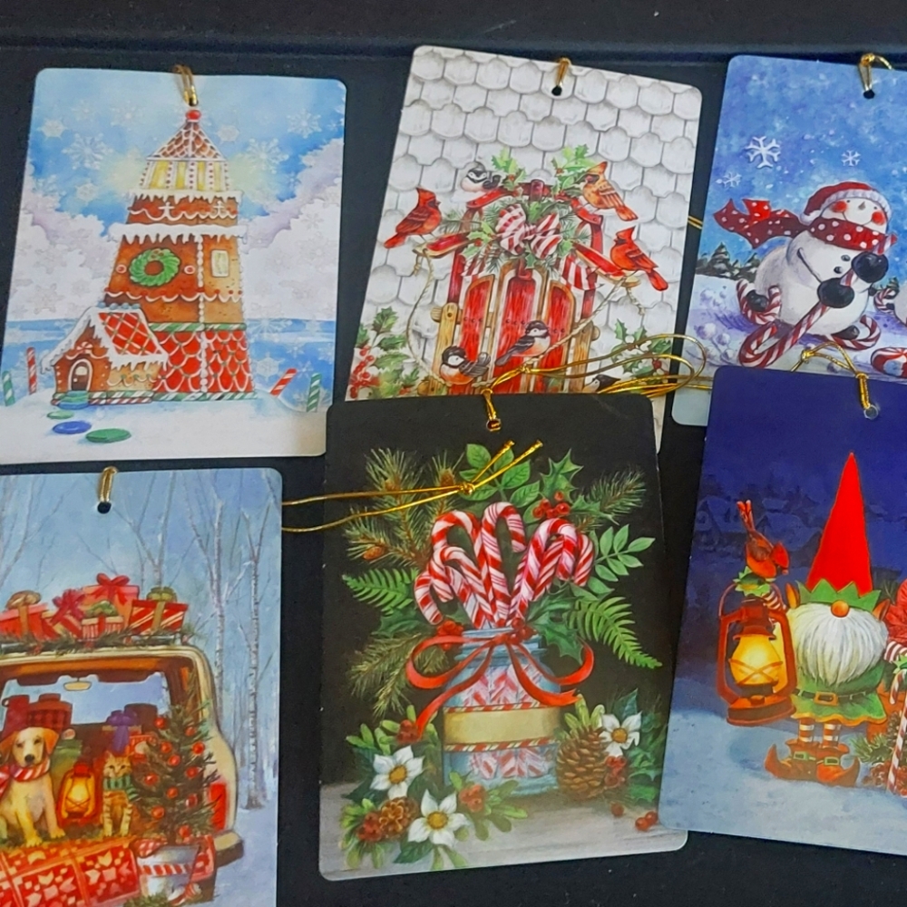 🎄 Festive Holiday Gift Bag Set With Matching Tags Reusable bags Set of 6